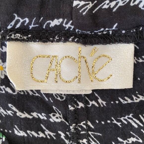 Vintage Cache Black Floral Paper bag Wide Leg Pants with Denim Accents - Medium - Picture 4 of 5